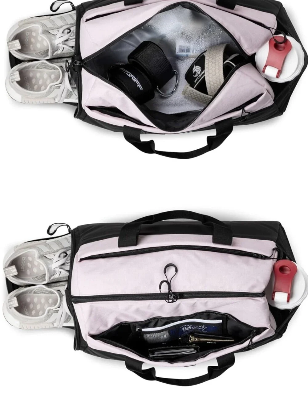 Unisex FITGRIFF Canvas Two-Tone Carry GYM Bag in Cream and Black